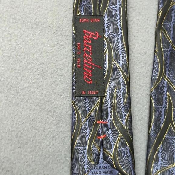 Vintage Brioni Tie Black Gold Purple 100% Silk Hand Made in Italy Barcelino - Picture 4 of 9